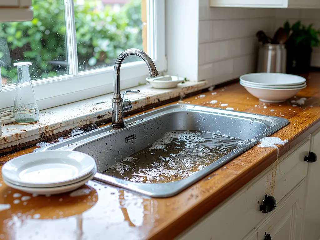 Verstopfter Abfluss in der Küche (Foto: © ShareAboutThings, Adobe Stock)